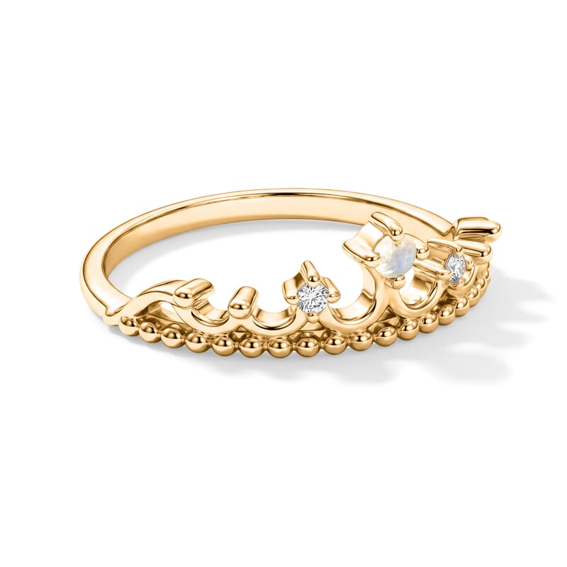 White Moonstone and White Topaz 0.10 ctw Ring in 14K Yellow Gold Over Sterling Silver (Size 7.0)