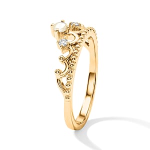 White Moonstone and White Topaz 0.10 ctw Ring in 14K Yellow Gold Over Sterling Silver (Size 9.0)