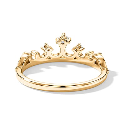 White Moonstone and White Topaz 0.10 ctw Ring in 14K Yellow Gold Over Sterling Silver (Size 9.0)