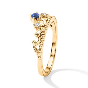 Lapis Lazuli and White Topaz 0.10 ctw Ring in 14K Yellow Gold Over Sterling Silver (Size 7.0)