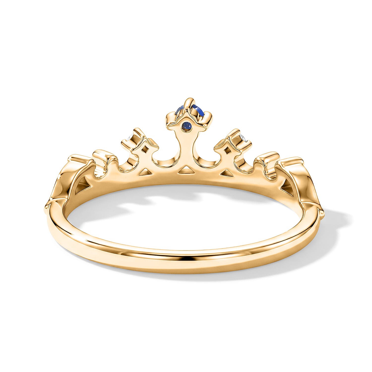 Lapis Lazuli and White Topaz 0.10 ctw Ring in 14K Yellow Gold Over Sterling Silver (Size 7.0)