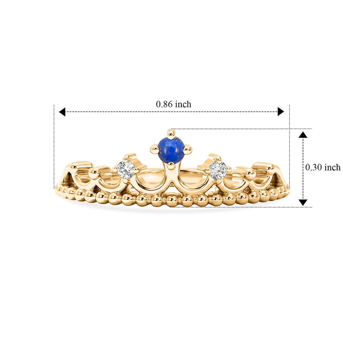 Lapis Lazuli and White Topaz 0.10 ctw Ring in 14K Yellow Gold Over Sterling Silver (Size 7.0) image number 5