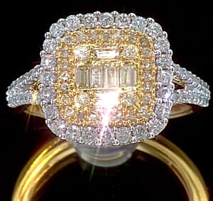 Natural Yellow and White Diamond 1.00 ctw Ring in 14K Yellow Gold Over Sterling Silver (Size 6.0) (Ships in 10-12 Days)
