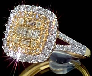 Natural Yellow and White Diamond 1.00 ctw Ring in 14K Yellow Gold Over Sterling Silver (Size 6.0) (Ships in 10-12 Days)