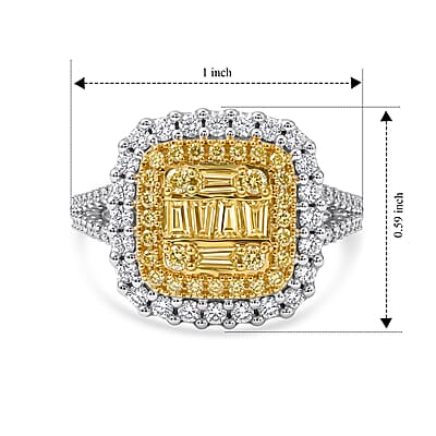Natural Yellow and White Diamond 1.00 ctw Ring in 14K Yellow Gold Over Sterling Silver (Size 6.0)