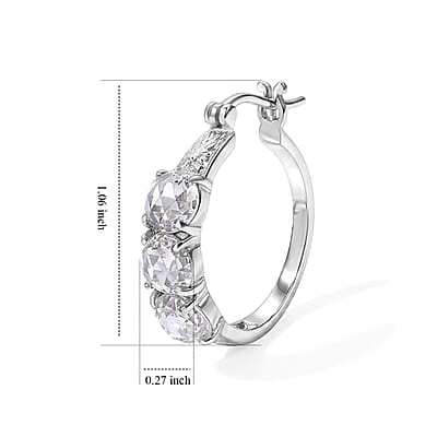 EverTrue Simulated Diamond Hoop Earrings in Stainless Steel