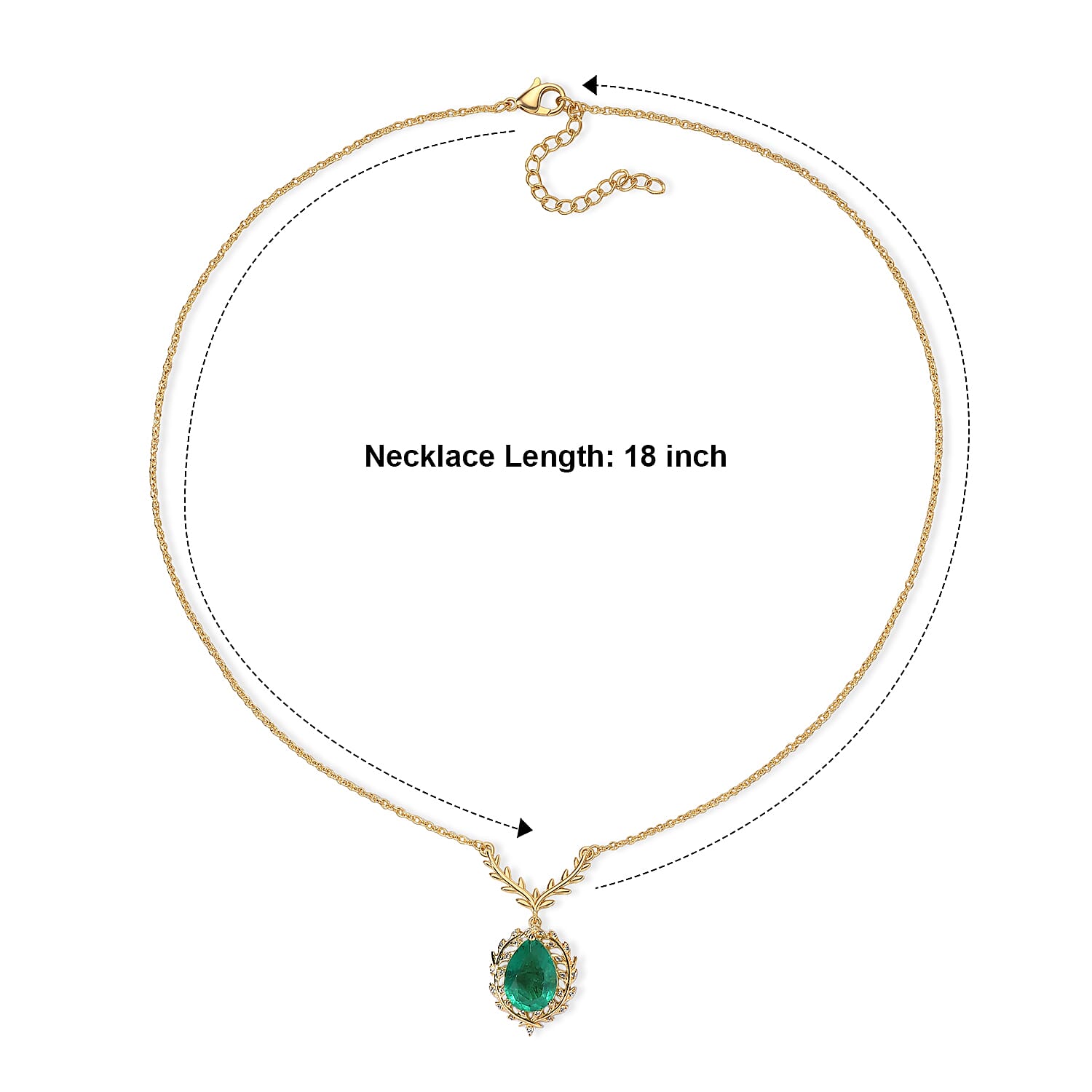 EverTrue Emeraldine Quartz (Triplet) and White Zircon 6.00 ctw Necklace in 18K YG Plated with ION Plated YG Stainless Steel 18 Inches
