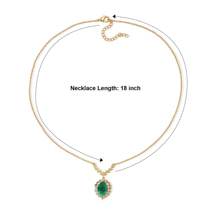 EverTrue Emeraldine Quartz (Triplet) and White Zircon 6.00 ctw Necklace in 18K YG Plated with ION Plated YG Stainless Steel 18 Inches