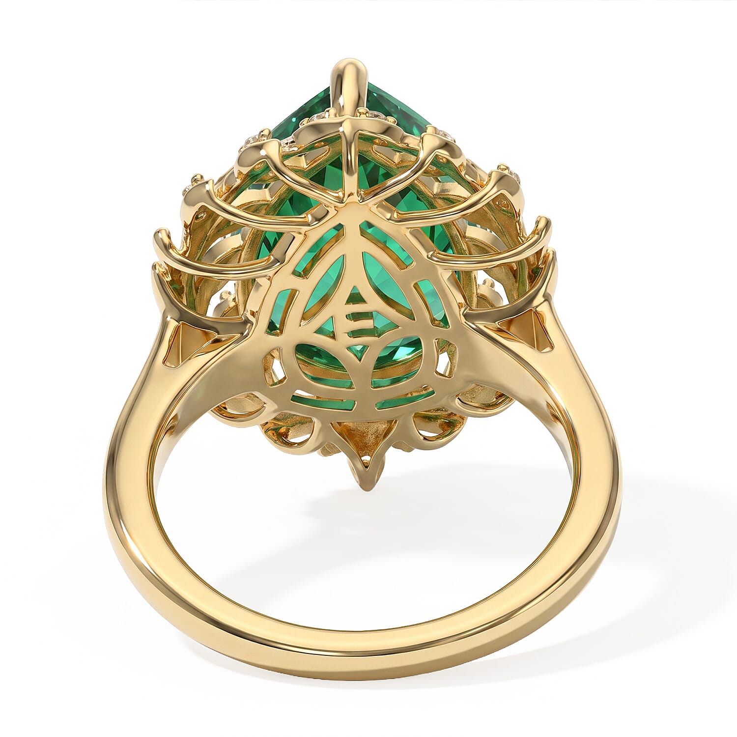 EverTrue Emeraldine Quartz (Triplet) and White Zircon 5.60 ctw Ring in 18K YG Plated (Size 6.0)