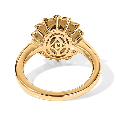 D'Joy AAA Red Zircon and Moissanite 1.20 ctw Ring in 18K Vermeil Yellow Gold Over Sterling Silver (Size 6.0)