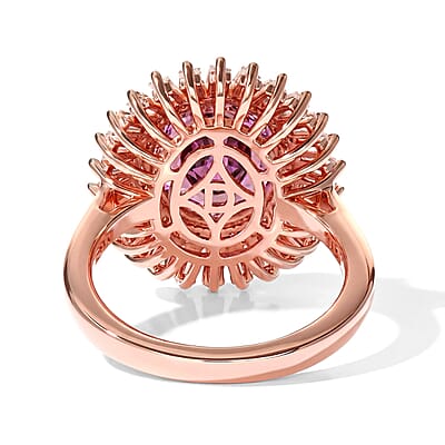 D'Joy AAA Red Zircon and Multi Gemstone 3.00 ctw Ring in 18K Vermeil Rose Gold Over Sterling Silver (Size 5.0)