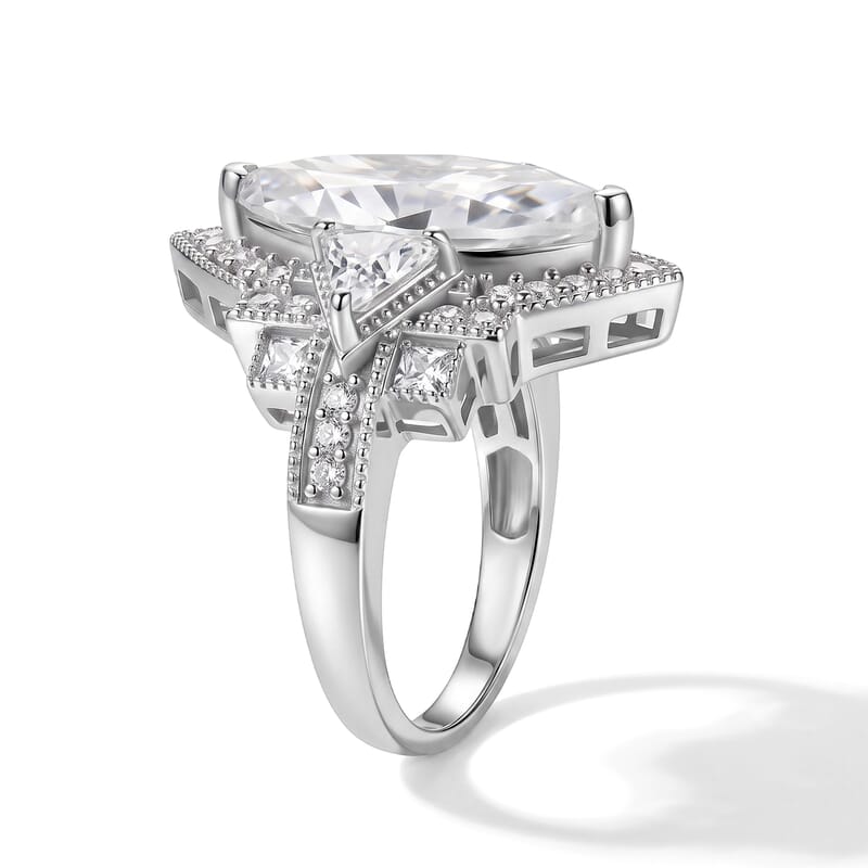 D'Joy Moissanite 7.25 ctw Ring in Rhodium Over Sterling Silver (Size 10.0)