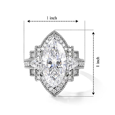 D'Joy Moissanite 7.25 ctw Ring in Rhodium Over Sterling Silver (Size 10.0)