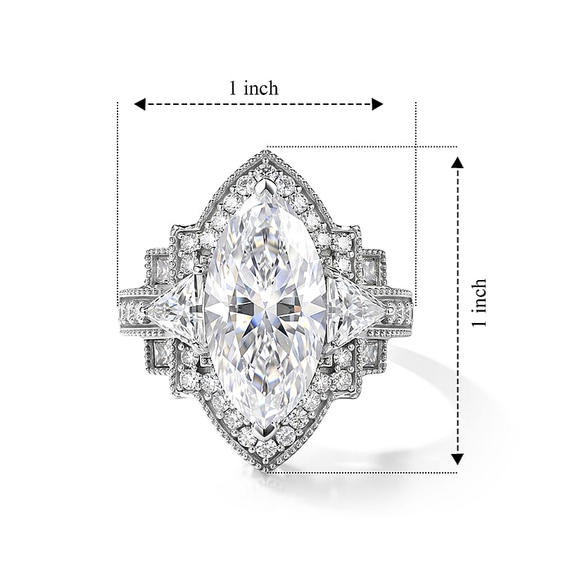 D'Joy Moissanite 7.25 ctw Ring in Rhodium Over Sterling Silver (Size 10.0)