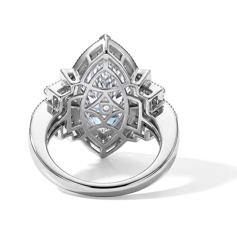D'Joy Moissanite 7.25 ctw Ring in Rhodium Over Sterling Silver (Size 6.0)