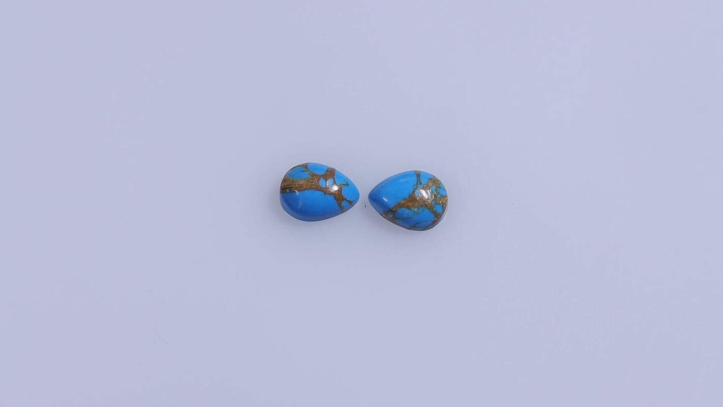 Blue Turquoise Set of 2 (Pear 8x6 mm) 1.37 ctw