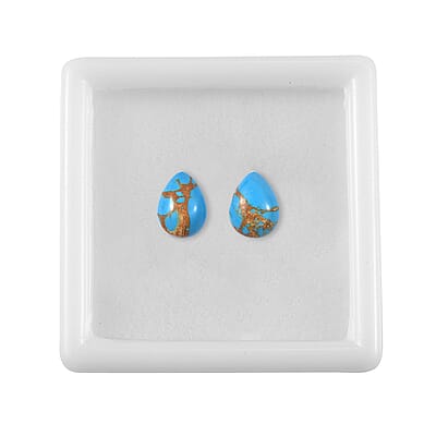 Blue Turquoise Set of 2 (Pear 8x6 mm) 1.37 ctw