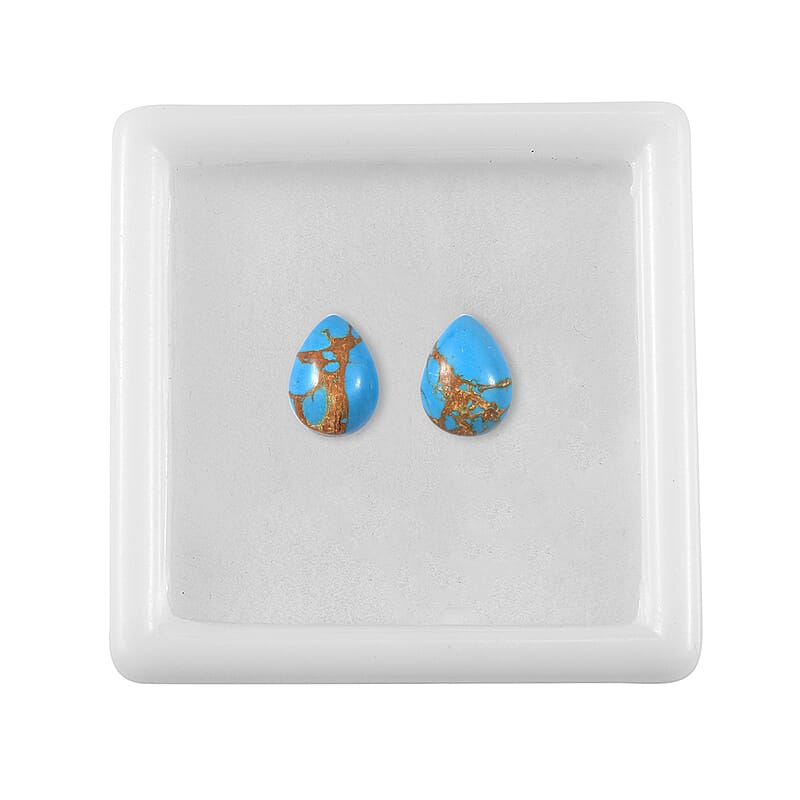 Blue Turquoise Set of 2 (Pear 8x6 mm) 1.37 ctw