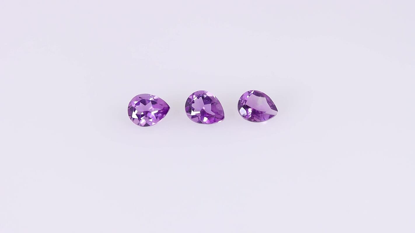 AA Bolivian Amethyst Set of 3 (Pear 5x4 mm) 0.80 ctw