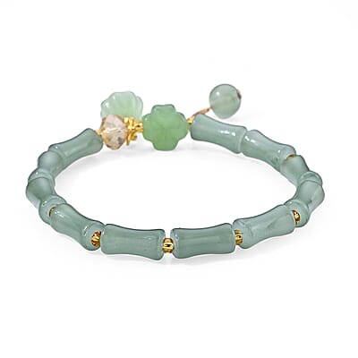 Glass Beaded Bracelet in Goldtone (6-6.5In)