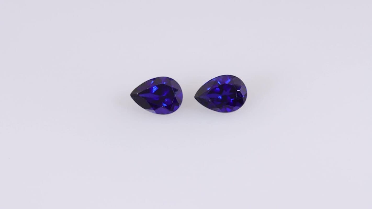 Lab Created Blue Sapphire Set of 2 (Pear 7x5 mm) 1.60 ctw