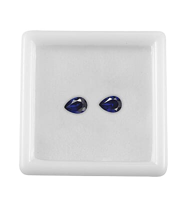 Lab Created Blue Sapphire Set of 2 (Pear 7x5 mm) 1.60 ctw