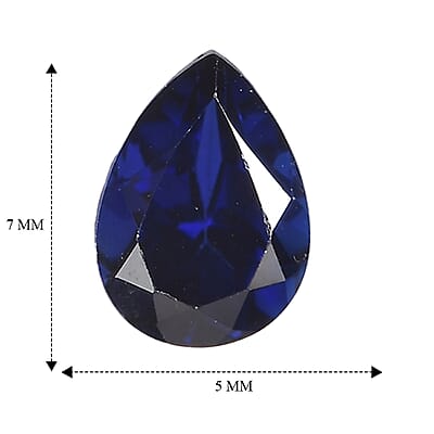 Lab Created Blue Sapphire Set of 2 (Pear 7x5 mm) 1.60 ctw