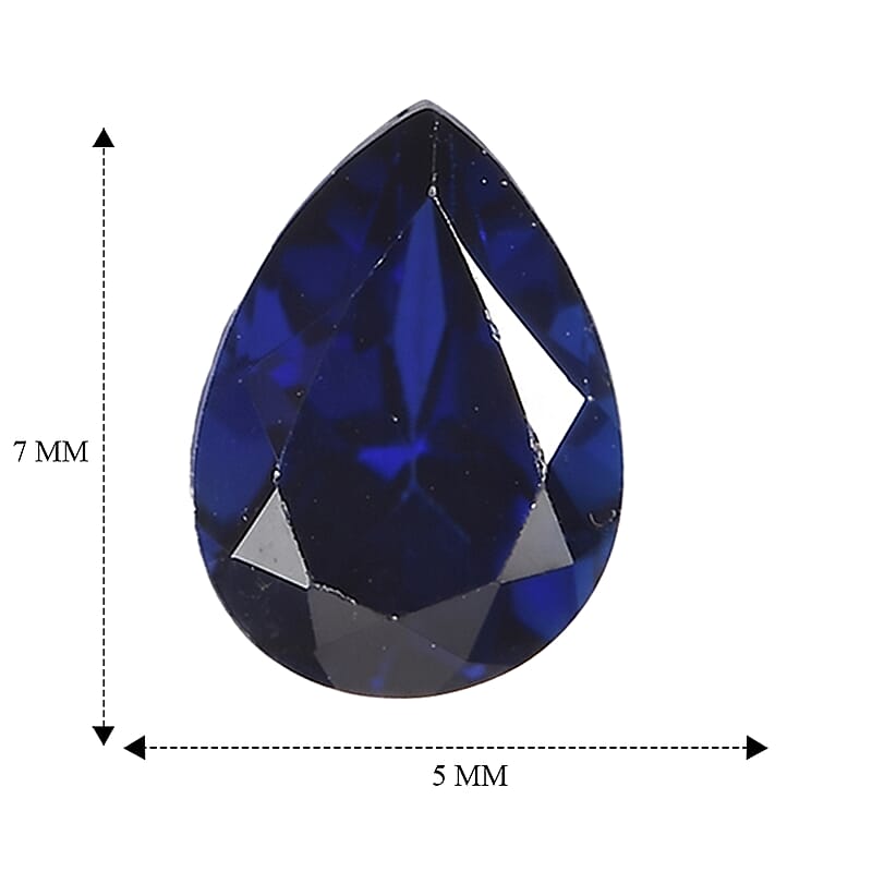 Lab Created Blue Sapphire Set of 2 (Pear 7x5 mm) 1.60 ctw