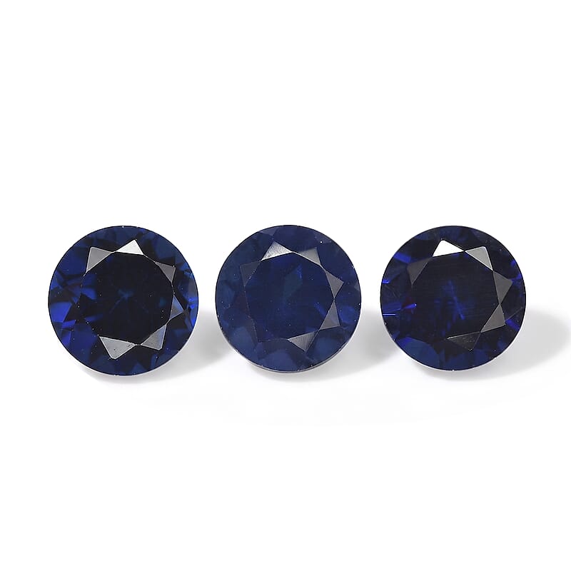 Lab Created Blue Sapphire Set of 3 (Rnd 5 mm) 1.97 ctw