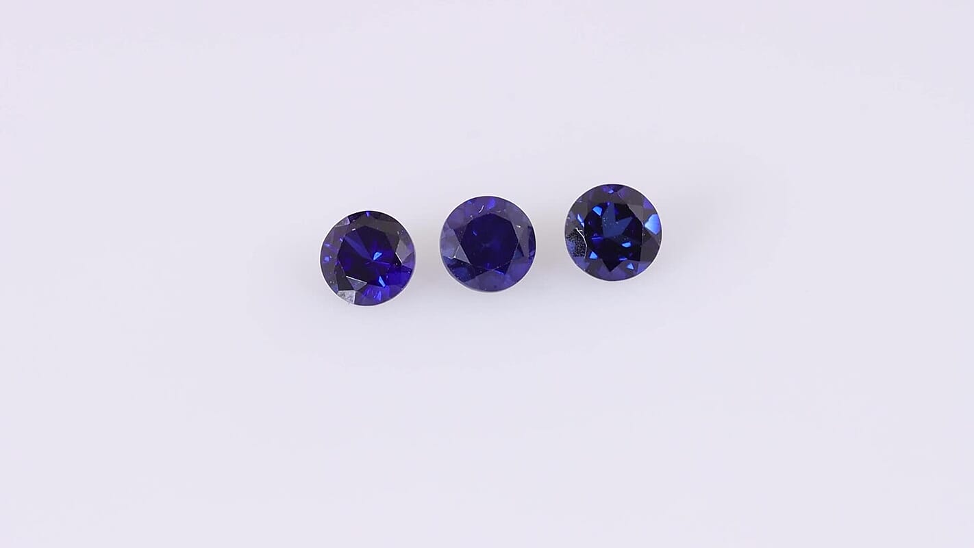 Lab Created Blue Sapphire Set of 3 (Rnd 5 mm) 1.97 ctw