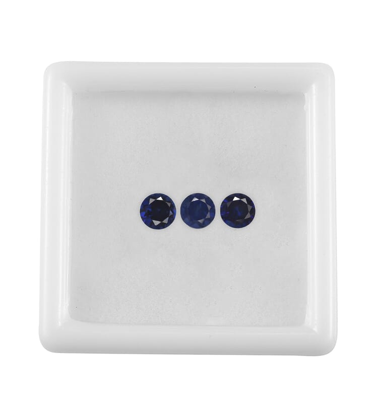 Lab Created Blue Sapphire Set of 3 (Round) 1.97 ctw
