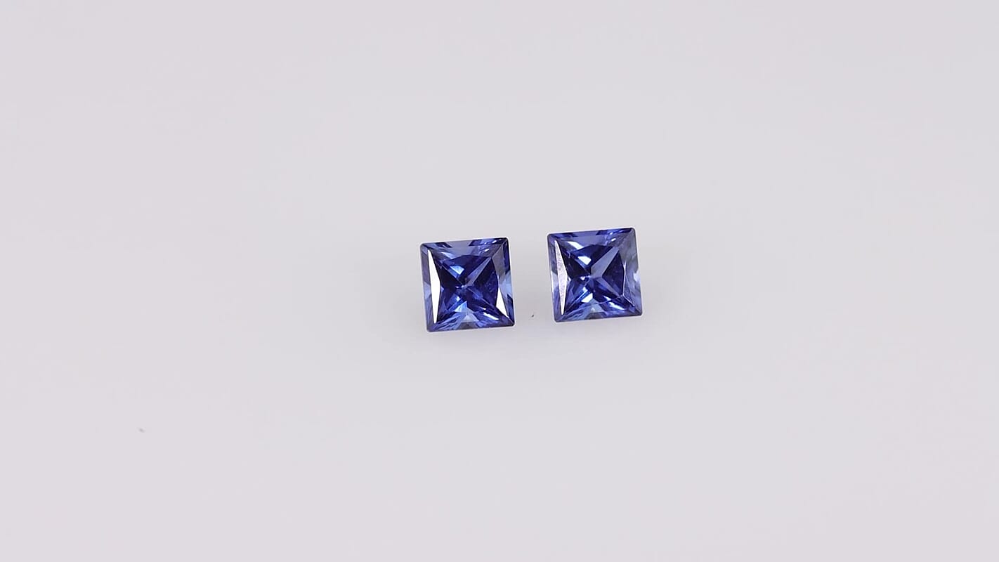 Lab Created Blue Sapphire Set of 2 (Sqr 5 mm) 1.18 ctw