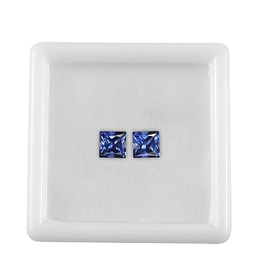 Lab Created Blue Sapphire Set of 2 (Sqr 5 mm) 1.18 ctw