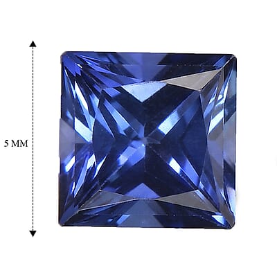 Lab Created Blue Sapphire Set of 2 (Sqr 5 mm) 1.18 ctw