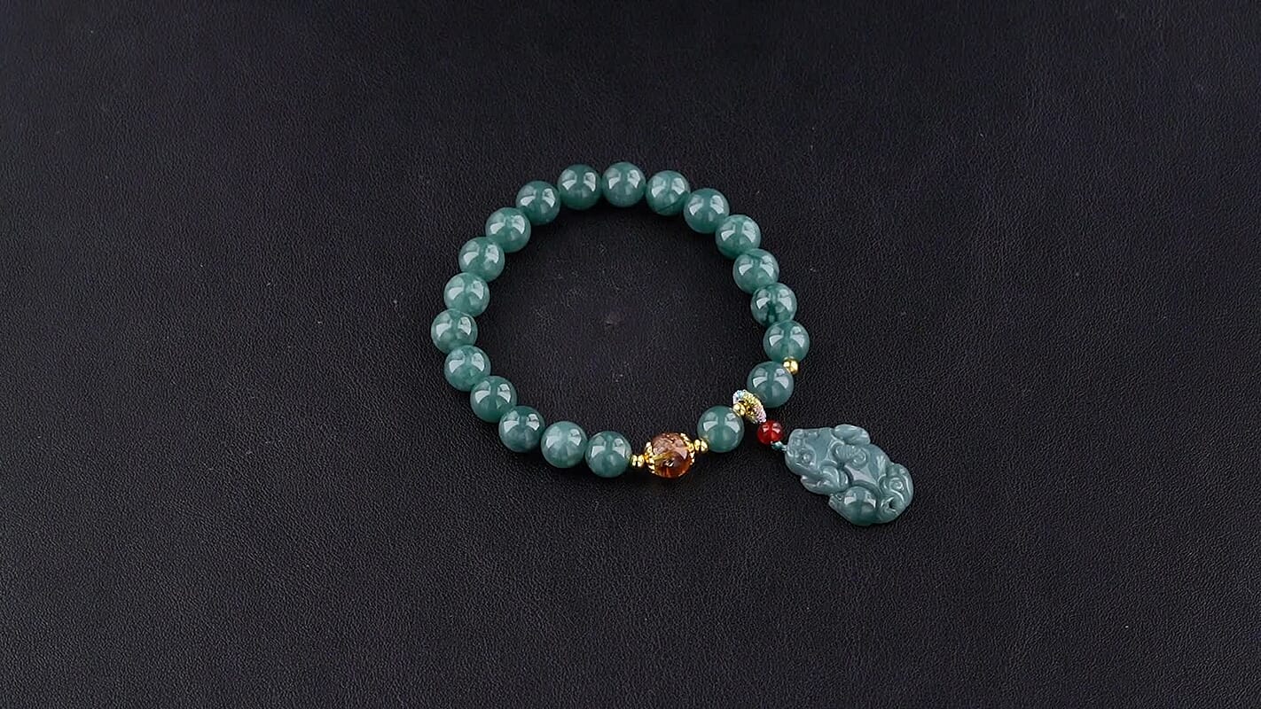 Natural Olmec Jadeite, Multi Gemstone Beaded Stretch Bracelet with Goddess of Mercy Charm in Silvertone (6.25-6.75In) 103.50 ctw