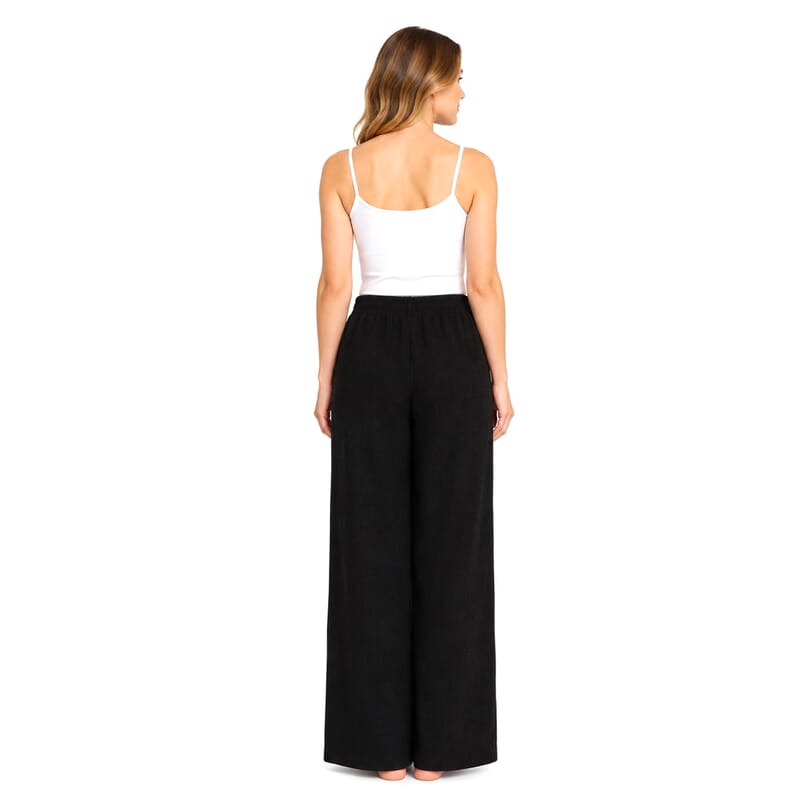 La Marey Black with Lining Wide Leg Pajama Pants - One Size Fits Most