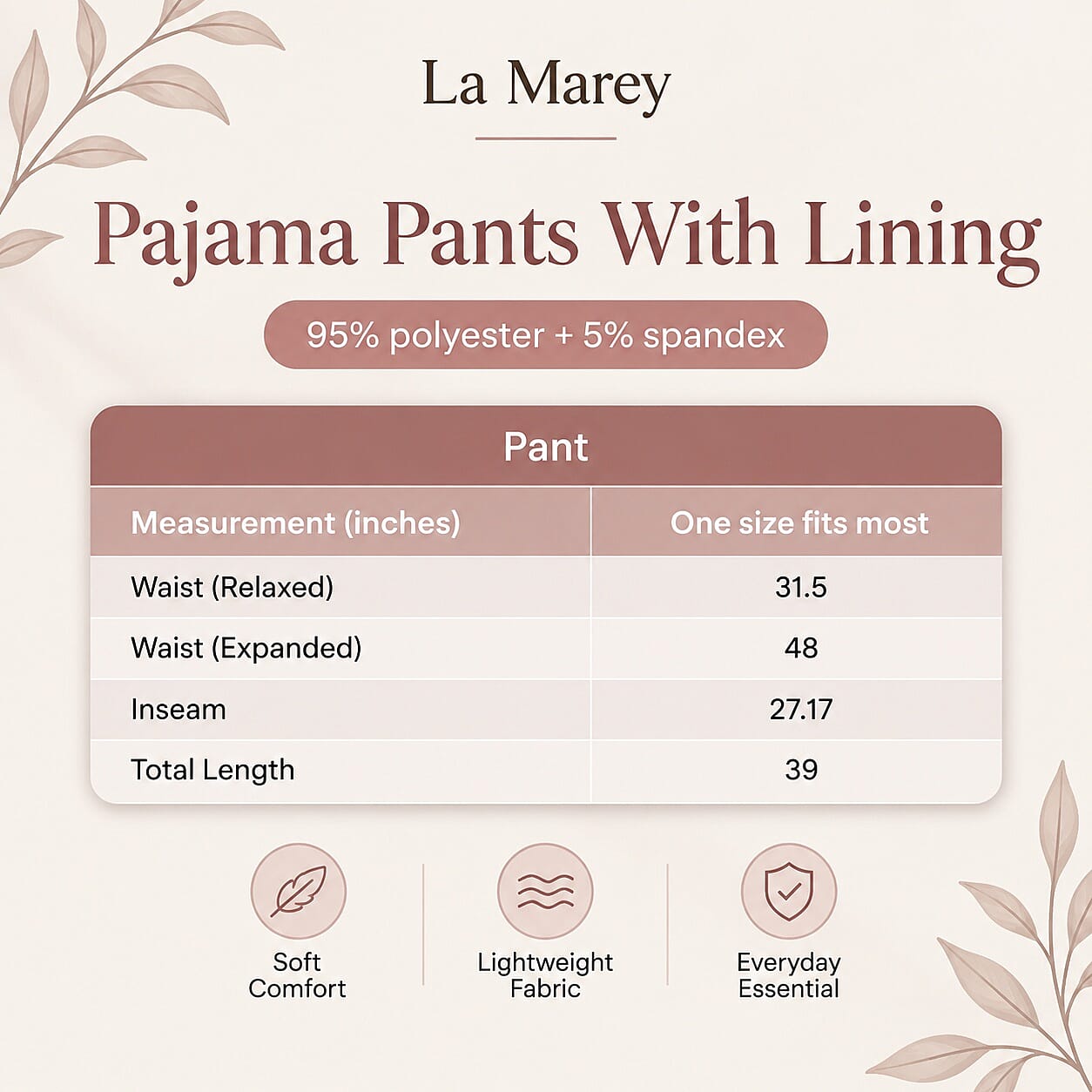 La Marey Black with Lining Wide Leg Pajama Pants - One Size Fits Most