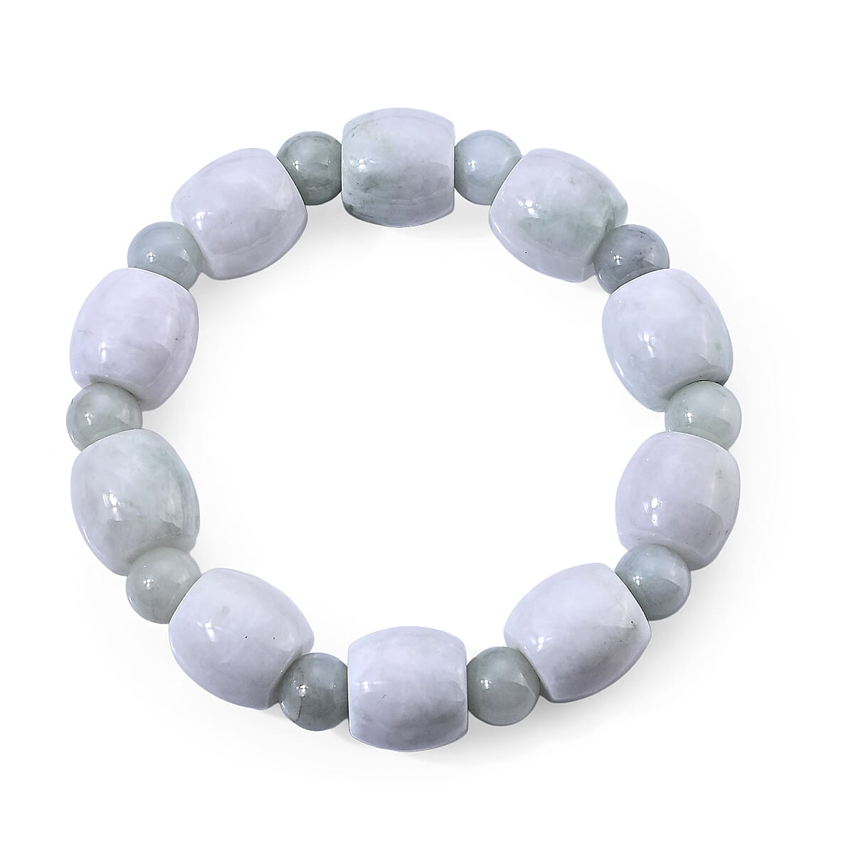 Natural Jade 250.00 ctw Beaded Stretch Bracelet (6.5-7In)