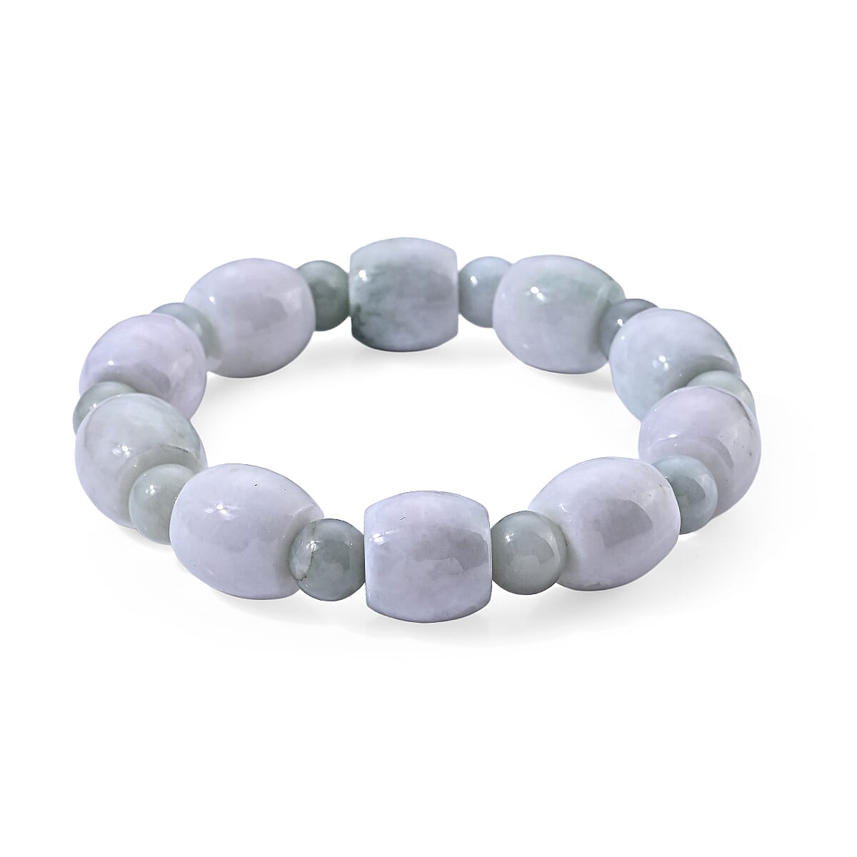 Natural Jade 250.00 ctw Beaded Stretch Bracelet (6.5-7In)