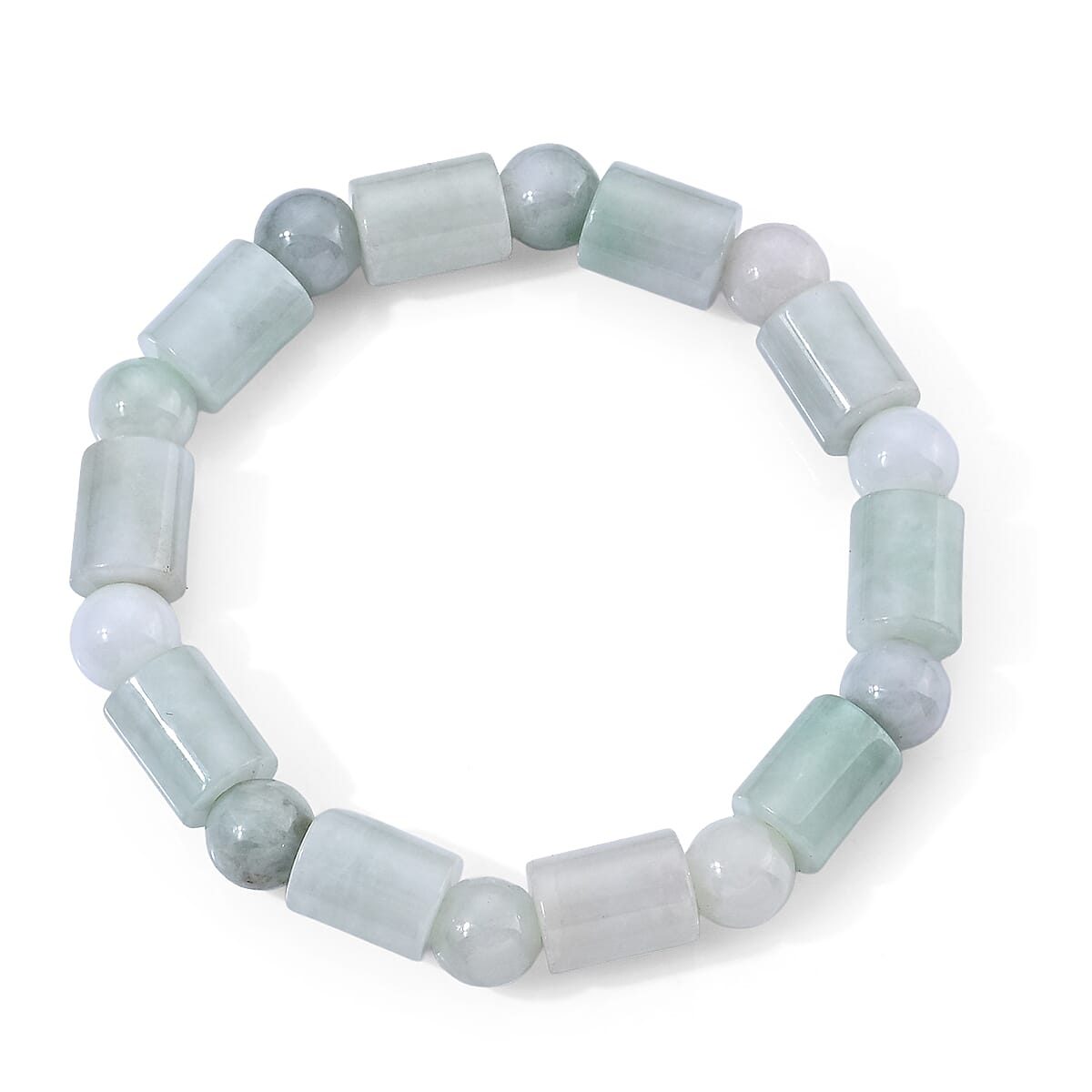 Natural Jade 130.00 ctw Beaded Stretch Bracelet