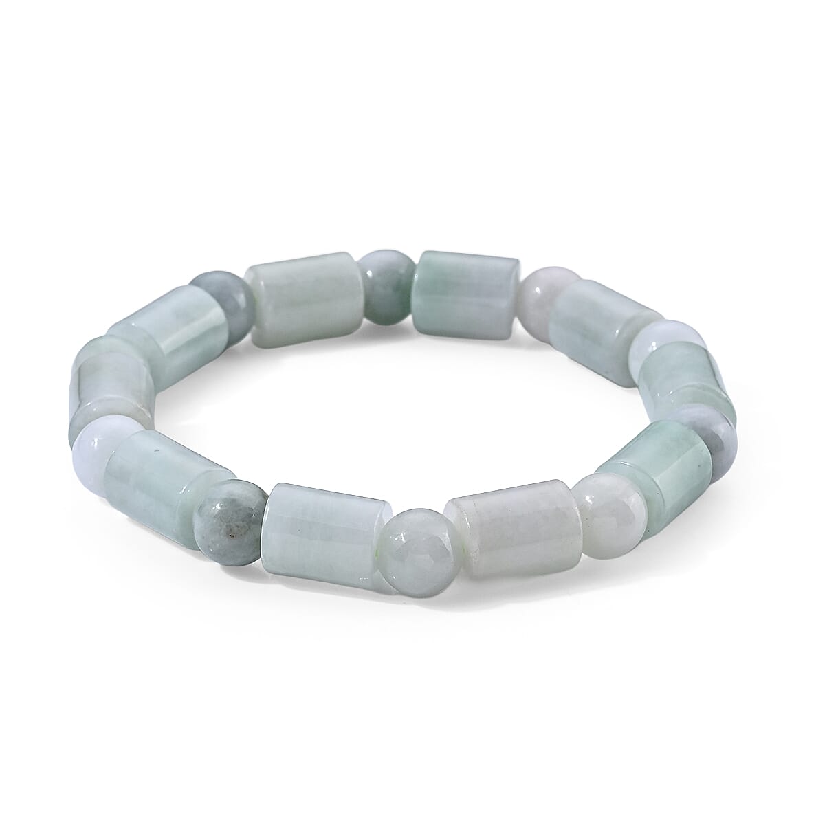 Natural Jade 130.00 ctw Beaded Stretch Bracelet