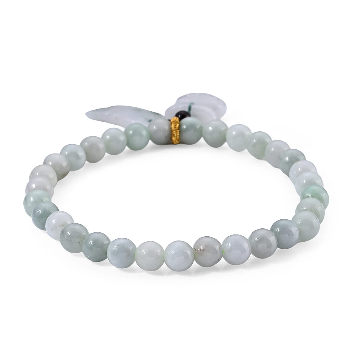 Natural Jade Beaded and Red Garnet 40.50 ctw Stretch Bracelet