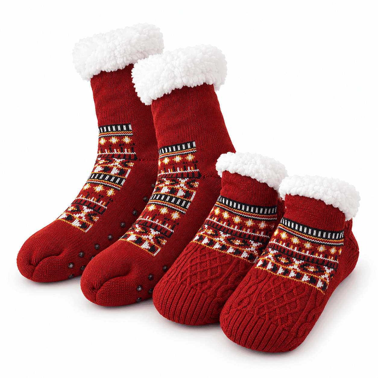 La Marey Bold Red and Black Set of 2 Non-Slip Floor Socks with Brand Logo