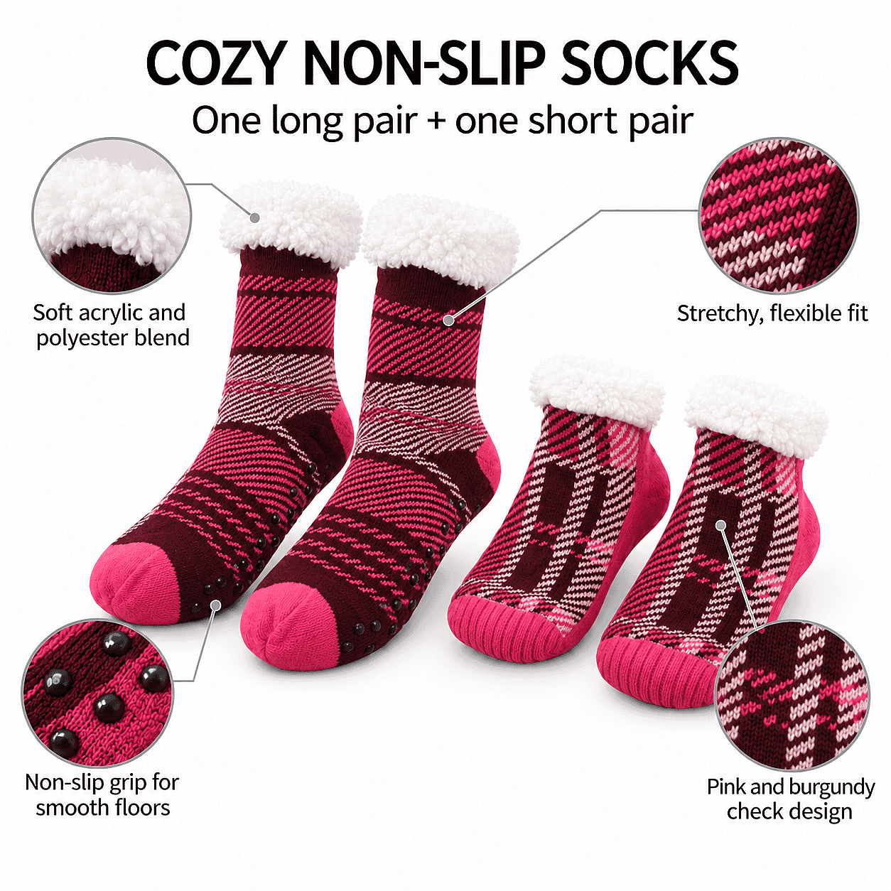 La Marey Bold Red and Black Set of 2 Non-Slip Floor Socks with Brand Logo