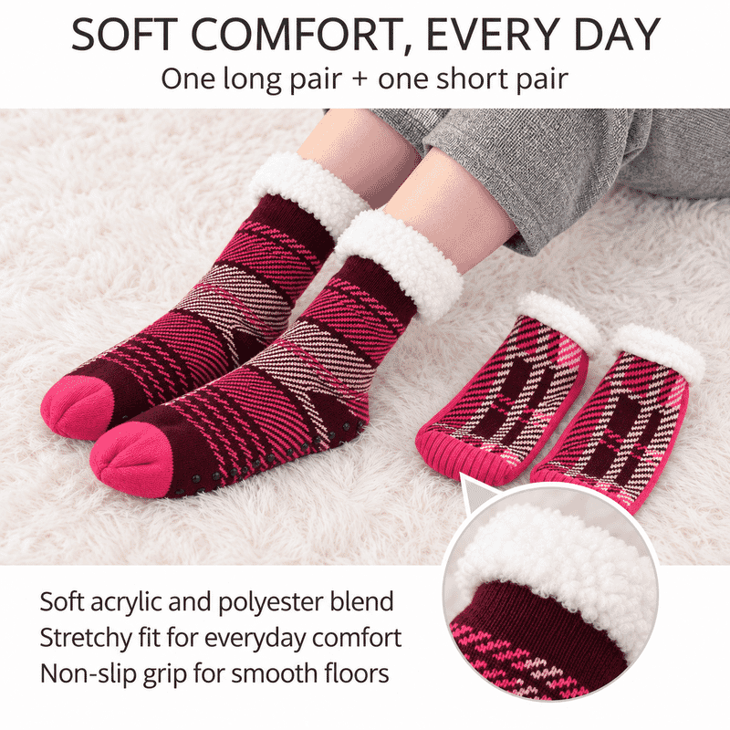La Marey Bold Red and Black Set of 2 Non-Slip Floor Socks with Brand Logo