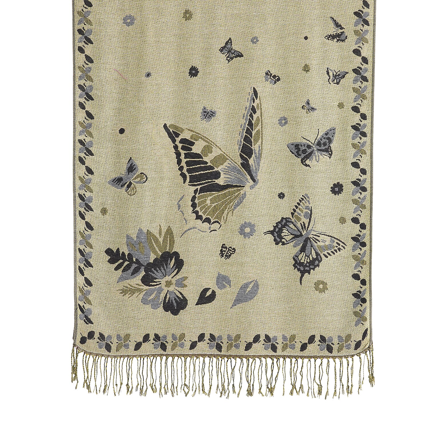 La Marey Black Woven Texture Jacquard Scarf