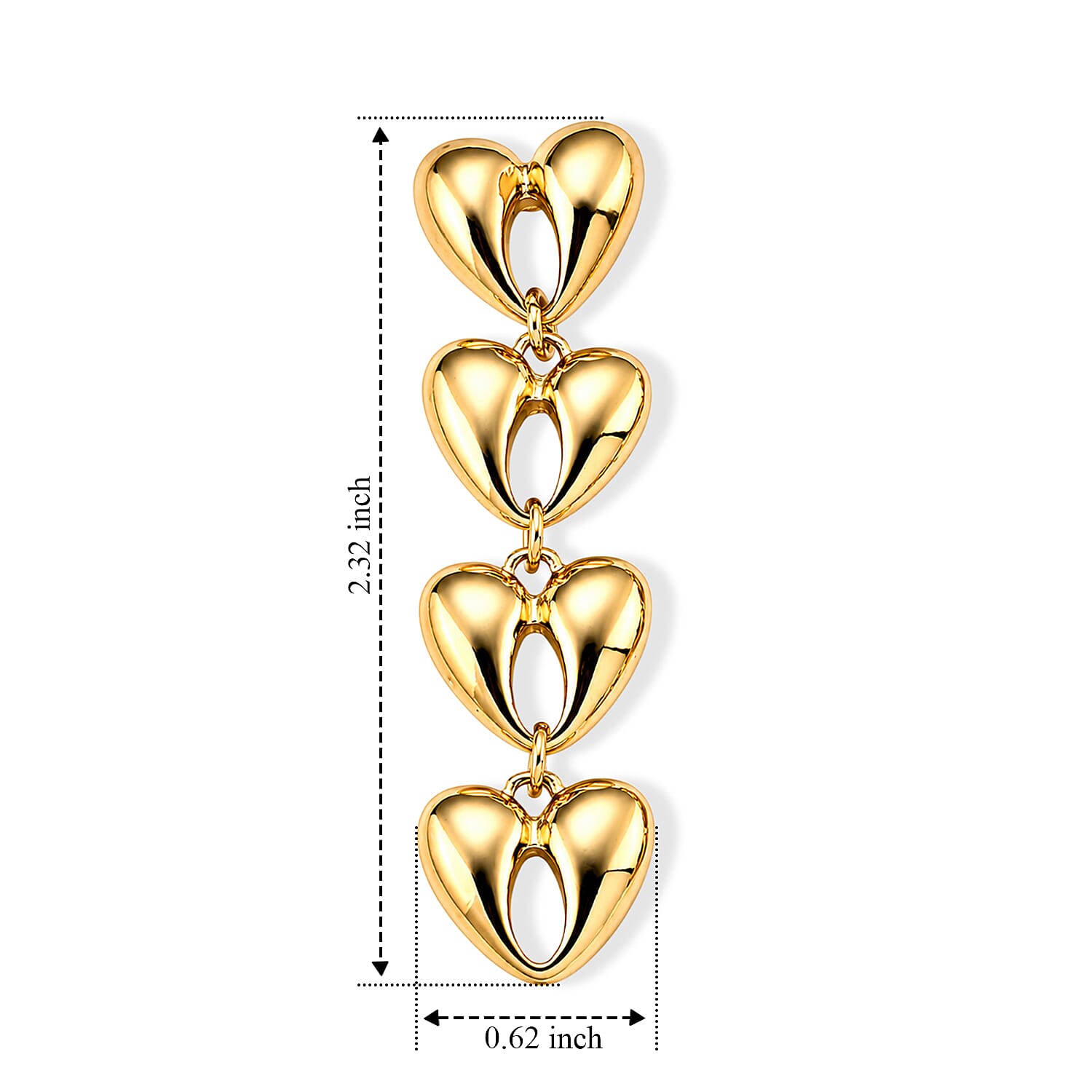 Dangling Heart Earrings in Goldtone