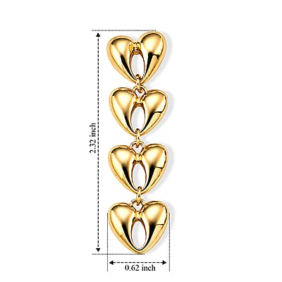 Dangling Heart Earrings in Goldtone