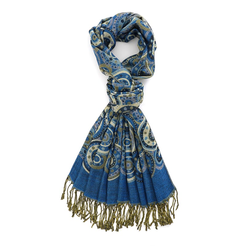 La Marey Blue Jacquard Scarf
