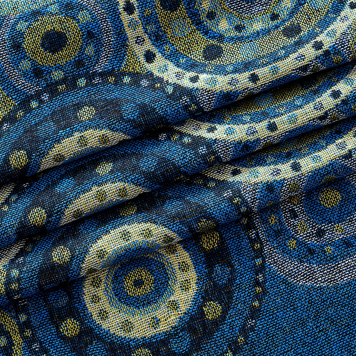 La Marey Blue Jacquard Scarf